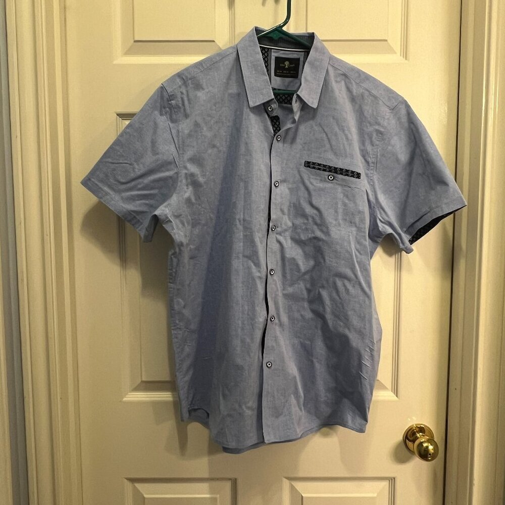 Craft + Flow Blue Multi-Print Short Sleeve Button-down XL